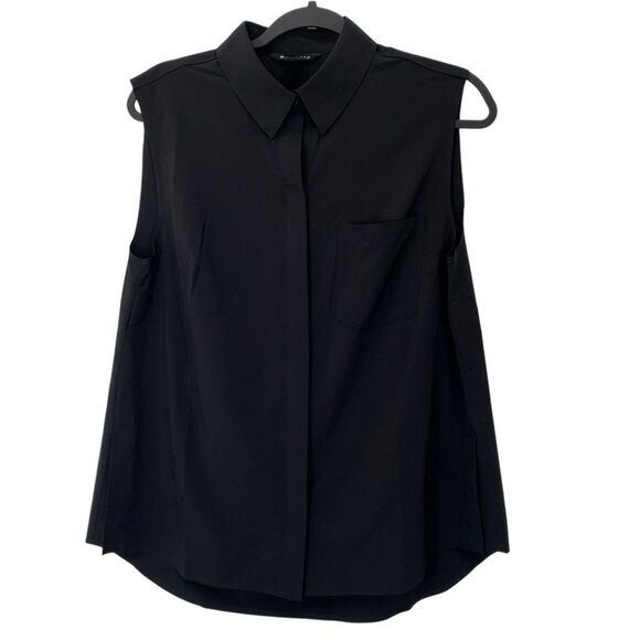 Athleta Everlasting Tank Womens Medium Black Lightweight Flowy High Low Hem - Picture 1 of 7